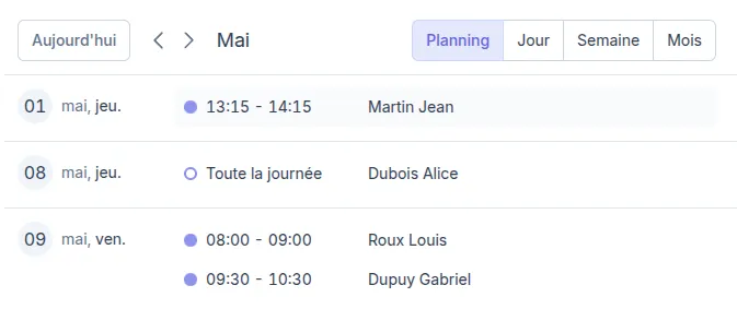 Planning d'interventions BTP