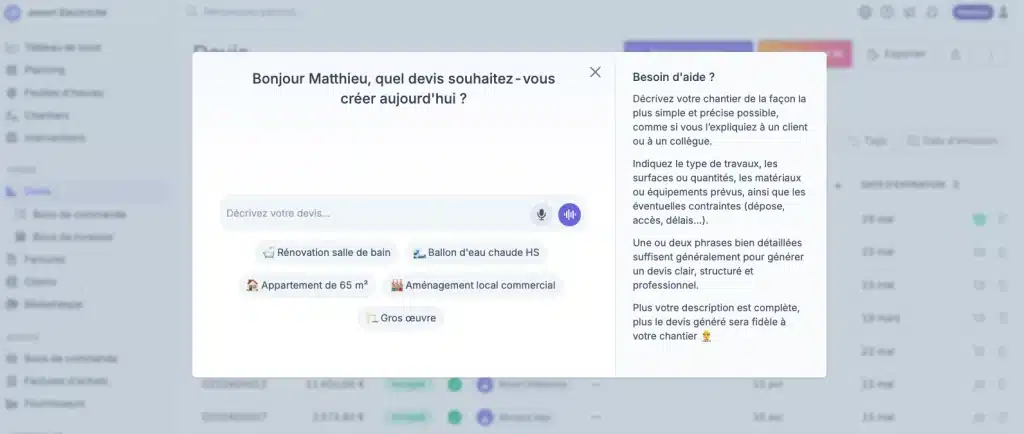 Screenshot de test de Costructor (logiciel BTP)