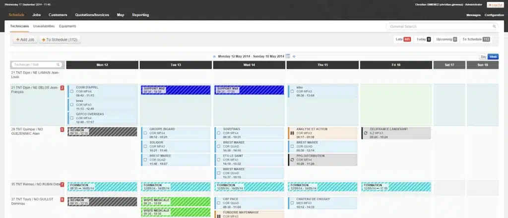 Screenshot de test Synchroteam (logiciel BTP)