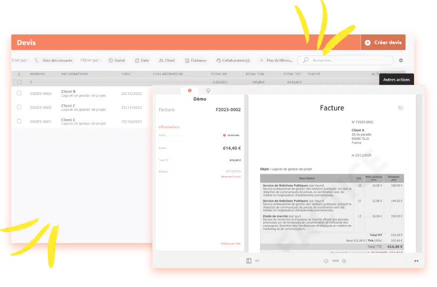 Screenshot de test factomos (logiciel BTP)