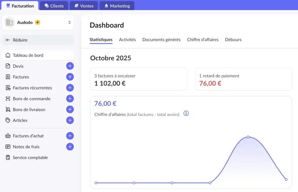 Screenshot de test Facture Net (logiciel BTP)
