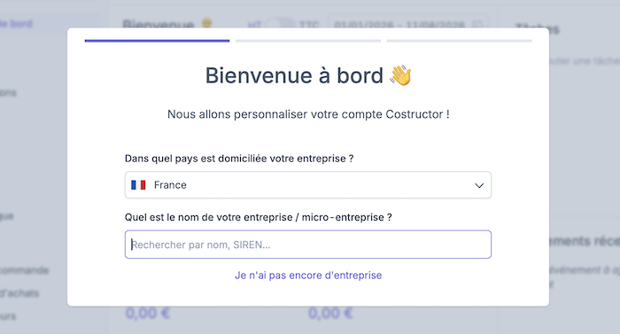 Facture électronique gratuite - Costructor étape 2